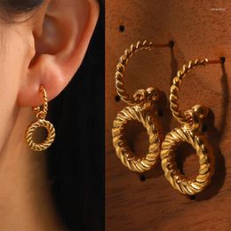 Dangle Earrings Vintage Fried Dough Twist For Women Fashion Ins Stainless Steel 18K Gold Plated Pendant Earring Jewellery Gift
