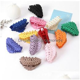 Hair Accessories Fashion Large Leaves Hair Claw Matte Candy For Women Clip Hairpins Accessories Clamps Headwear Crab Colors 12 Baby, K Dhbeu