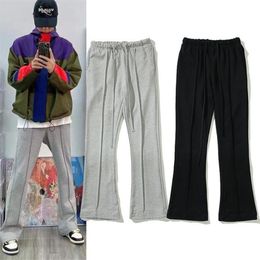 Mens Women Sports Pants Straight Casual Trousers Flared Sweatpants285D