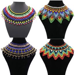Chokers African Tribal Ethnic Colorful Beads Choker Necklace Boho Indian Bride Bib Collar Egyptian Nigeria Statement Neck Chains Jewelry 231013