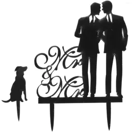 Baking Moulds Same Sex Gay Mr & Dog Wedding Anniverary Cake Topper (Black)