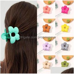 Hair Accessories Flower Hair Claws Hairpin Large Frosted Candy Clip Geometric Barrette Clamp Holder Accessories Cute Floral Baby, Kids Dh3M1