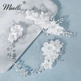 Wedding Hair Jewellery Miallo Handmade Flower Hair Comb Clips for Women Accessories Silver Colour Bridal Wedding Hair Jewellery Prom Bride Headpiece Gifts 231013