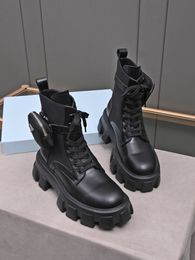 Stivali da moto alla caviglia firmati da uomo e donna Stivali da moto con fondo spesso con lacci di marca classica unisex Taglia 35-45