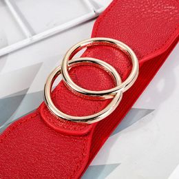 Belts Elastic Wide Women Belt Golden Shuang Huan Kou Girdle For The Ladies Shirt Sweater Dress Decoration Strap