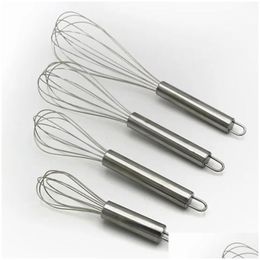 Egg Tools Stainless Steel Balloon Wire Mixer Mixing Beater Durable 4 Sizes 8 Inches/10 Inches/12 Inches/14 Inches Handheld Drop Deli Dhabd