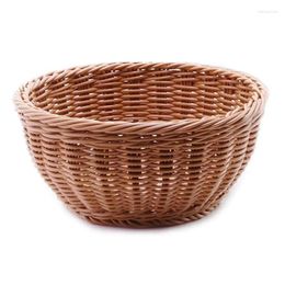 Storage Baskets Rattan Woven Bread Basket Fruit Round Kitchen Debris