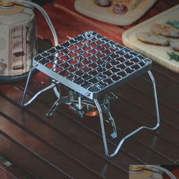 Camp Kitchen Camp Kitchen Mtifunctional Folding Campfire Grill Portable Stainless Steel Cam Grate Gas Stove Stand Outdoor Wood Sports Dhznq