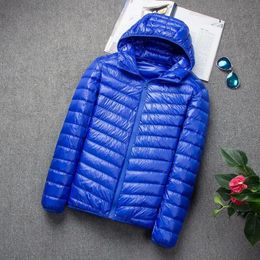 Men's Down Parkas Winter men's coat light down jacket hooded collar short youth ultrathin large 231013