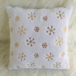 Pillow Decoration Christmas Silver Sequin Snowflake Cover Single Side Plush Gold Embroidered Xmas Tree