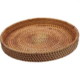 Plates Rattan Storage Basket Tabletop Decor Serving Tray Stackable Fruit Dish Convenient Coffee Household Plate Accessory Desktop