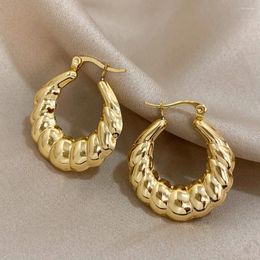 Hoop Earrings DODOHAO 316L Stainless Steel 2023 Fashion Gold Plated For Women Exquisite Style Chunky Thick Hoops Earring Jewelry