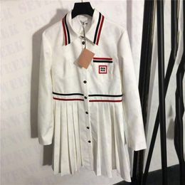 Designer Pleated Dresses For Women Fashion Brand Girls College Style Skirts Long Sleeve Letter Caual Dress Shirts1999