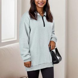 Women's Hoodies Fashion Vintage Y2k Half Zipper Sweatshirt Oversize Solid Color Streetwear Pullover Tops Korean Style Clothes
