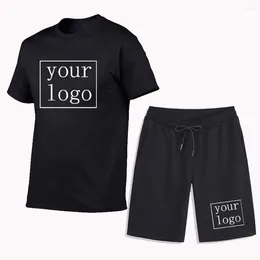 Men's Tracksuits Custom Your Own Logo Text Po Print T-shirts Shorts Men Tracksuit DIY Tee Shirts Summer Fashion Short Sleeve Personalised
