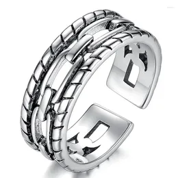 Cluster Rings Twist Punk Vintage Chunky Adjustable Thai Silver Colour Ring For Women Mens Korean Trendy Simple Tibetan Jewellery Gifts S-R2192