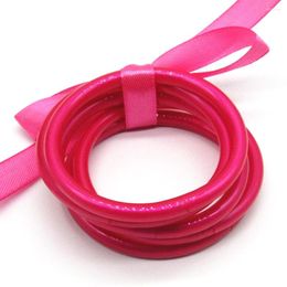 Bangle Rose Red Jelly Silicone Bracelets Bangles 5PCS/Set For Lightweight Bowknot Ribbon Stackable Bracelet Fashion Jewelry