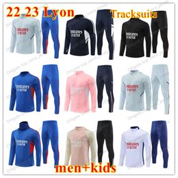 2023 Lyon custom Soccer Tracksuit jacket 23 24 Men and kids Lyonnais Long sleeved training suit L.PAQUETA OL AOUAR Football Jogging sets