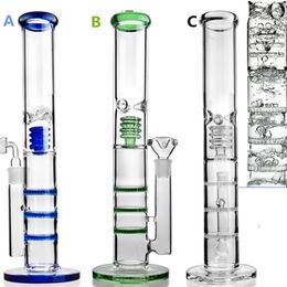 Newest Glass water pipes glass bongs with Green sprinkle perc and round liner perc and gear perc Ash Catcher 18mm