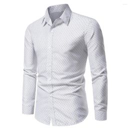 Men's Dress Shirts Fashion And Blouses Office Work Formal Business Polka Dots Long Sleeve Top Clothing For Men