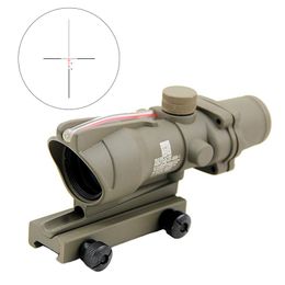 ACOG Fibre Sight Tactical 4x32 Scope Red Illuminated Real Fibre Riflescope Crosshair Reticle Optics Multi-coated Lenses Weaver Combat Gunsight Hunting Airsoft