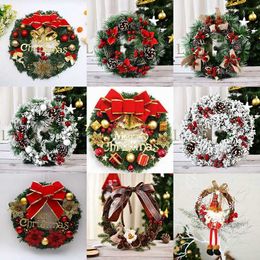 Factory Outlet Christmas Double Bell Flower Ring Pine Needle Flower Ring Door Hanger White Snow Flower Ring Shopping Mall Window Decoration