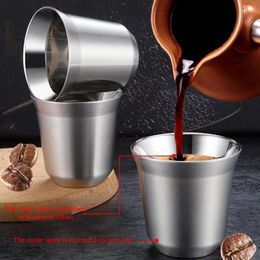 Tumblers KX4B Double Wall Stainless Steel Coffee Cup 86ml Mini Wine Mug Espresso Cups For Home Children Drinking Water Insulated