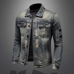 Men's Down Parkas 2023 Spring and Autumn New Fashion Trend Ripped Vintage Jeans Jacket Men's Casual Loose Comfortable High Quality Plus-Size Coat J231014