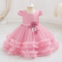 Girl Dresses Sequin Flower Fluffy Skirt Dress 0-3 Year Old Baby Piano Performance First Birthday Party Princess