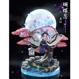 Finger Toys 31cm Devil's Blade Anime Figure Demon Slayer Kochou Shinobu Gk Flying Posture Statue Anime Kimetsu No Yaiba Action Figure Toys