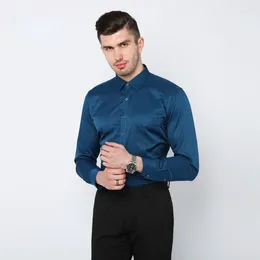 Men's Dress Shirts Stretch Shirt Long Sleeve Business Fashion Solid Color Casual Non Ironing Elastic Clothing