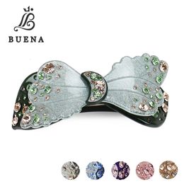 Wedding Hair Jewelry Fashion Butterfly Acrylic Hair Clip Exquisite Women Bow French Barrettes Luxury Rhinestone Hair Barrette Clips 231013