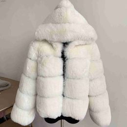 Women's Fur Faux Fur 2022 Winter Warm Fake fox fur hooded coat Thick Faux Fur Hooded Jacket luxury women's winter coat faux fur coat High QualityL231013