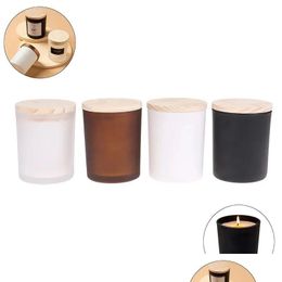 Candle Holders 200Ml Candles Holder Glass Cup Containers With Bamboo Lid Scented Jar Home Diy Making Accessories Drop Delivery Garden Dh3M5