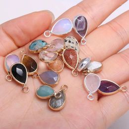 Pendant Necklaces Natural Stone Quartzs Labradorite Amethysts Pendants Water Drop Shape Charm For Jewellery Making DIY Necklace Earring