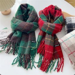 Scarves 2023 Winter Thick Warm Plaid Scarf Muffler Women Men Foulard Fashion Long Tassel Checked For Ladies Neckerchiefs