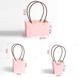 Flower Girl Basket with Handle PVC Paper Gift Bags Gift Box Jewelry Packaging Portable Flower Basket Handy Flower Bags Wiugu