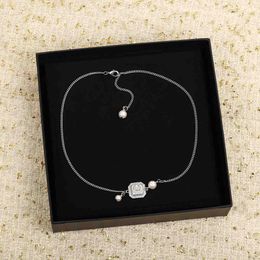 2023 Luxury quality pendant necklace with square shape nautre shell bead diamond in silver plated have stamp box PS4648A