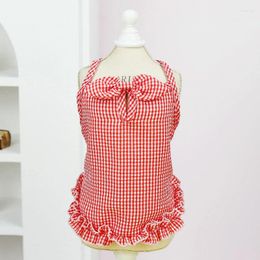 Dog Apparel Summer Pet Clothes Plaid Princess Dress Lovely Bow Suspender Skirt For Small Cats Dogs Chihuahua Poodle Yorkies Costume