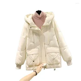 Women's Trench Coats Winter Down Cotton Jacket Women 2023 Loose Hooded Coat Concealed Zipper Outerwear Fashion Pocket Parka Overcoat Female