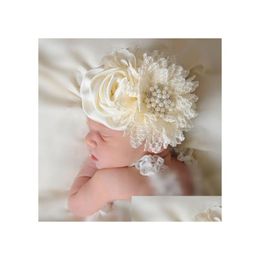 Hair Accessories Baby Girls Head Bands Satin Flowers Lace Elastic Headband Kids Headwear Babies Beauty Headbands Children Hair Accesso Dhs20