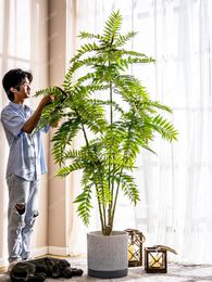 Decorative Flowers Artificial Toona Sinensis Plant Bonsai Greenery Landscape Decoration Indoor Living Room Fake Trees