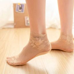 Sexy Socks Women Lace Socks Sexy Antiskid Non-slip Invisible Liner Boat Sock Female Elastic Comfy Thin Breathable Ankle Short Black SocksL2310/9