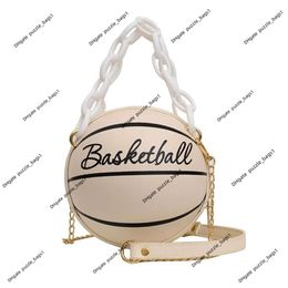 Personalised Basketball Bag Women Chains Handbags Letters Print Shoulder Messenger Bags Female Mini Round Tote Small