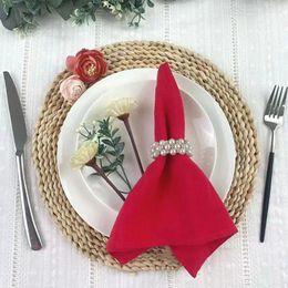 Table Napkin 45X30cm 4PC Washable Cotton Napkins Weddings Decorative Parties Family Everyday Use Red Handmade Cloth