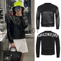 Men's Sweaters 23 Korean Golf Women's Sweater Spring and Autumn Round Neck Pullover Leather Sweater Coat J231014