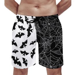 Men's Shorts Black White Two Tone Board Bats And Webs Hawaii Beach Short Pants Males Design Sportswear Fast Dry Swim Trunks Gift Idea