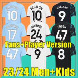 HAALAND MANS CITIES soccer jersey GVARDIOL 23 24 GREALISH DE BRUYNE PHILLIPS MAHREZ FODEN 2023 football shirt uniforms men kids kit ALVAREZ RODRIGO Winners TOPS