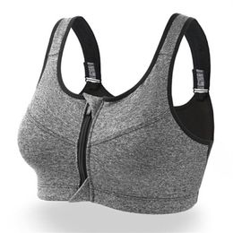 Adjustable Strap Women Running Shockproof Sports Bra Padded Wire With Front Zipper Closure High Impact Fitness Tops Bras Sets251H