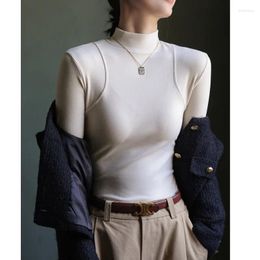 Women's T Shirts German Velvet Half-turtleneck Bottoming Shirt Inner Fall Winter Plus Mid-neck Long-sleeved All-match T-shirt